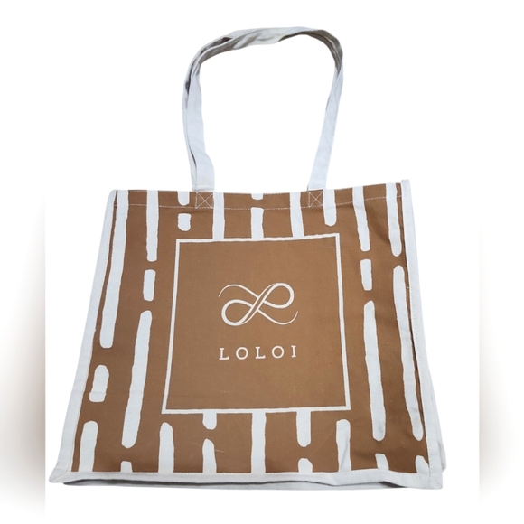 NWOT  Loloi Print Burlap Shopping Market‎ Tote Brown - Picture 1 of 3